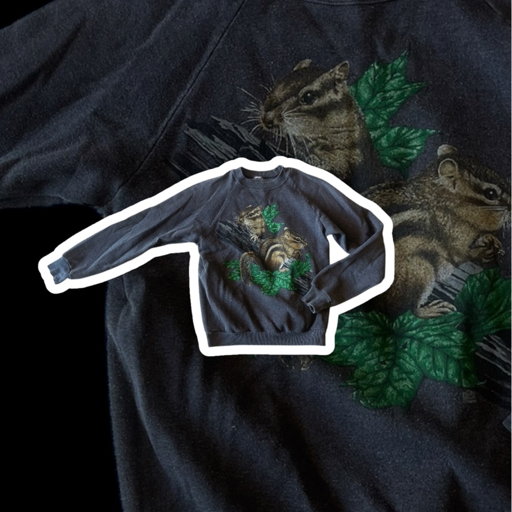 Vintage Dark Grey Squirrel Sweatshirt